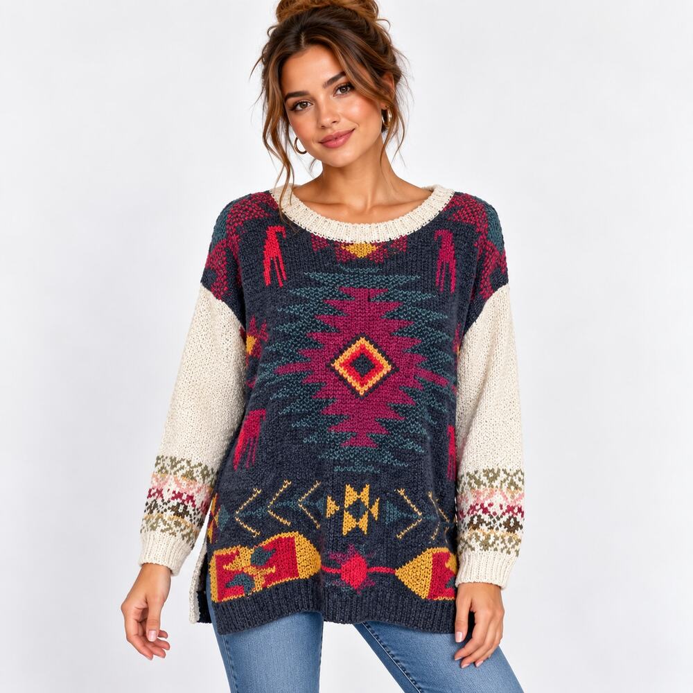 Empress Southwestern Sweater Women's Size M Chucky Casual Aztec Vintage Comfy - Picture 1 of 9
